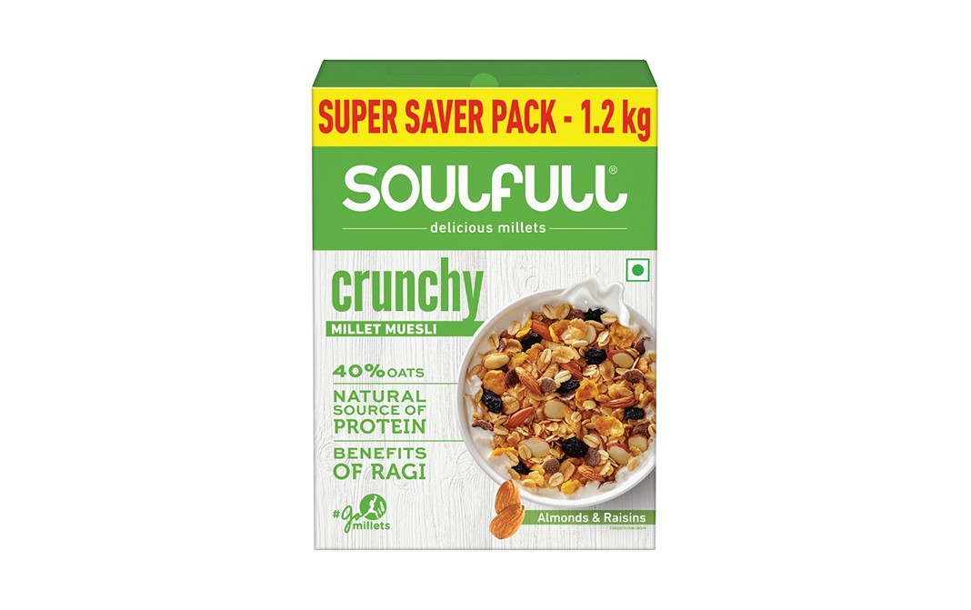 Soulfull Crunchy Millet Muesli Almonds & Raisins   Box  1.2 kilogram